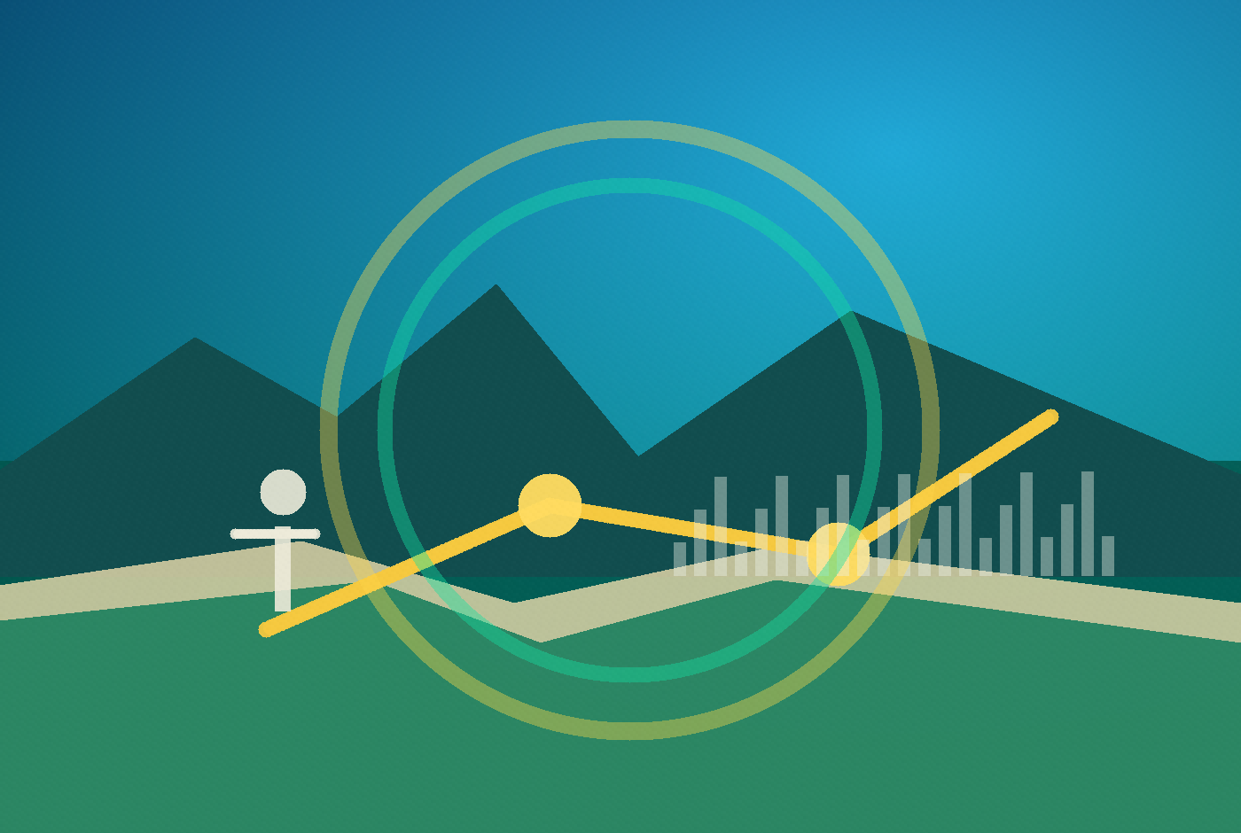 Original Brazil market map illustration with mountains, city forms and portfolio path lines